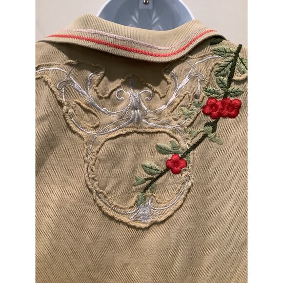 JOHNNY WAS HEAVILY EMBROIDERED VINTAGE LOOK BUTTON FRONT POLO SHIRT XS - Picture 5 of 10